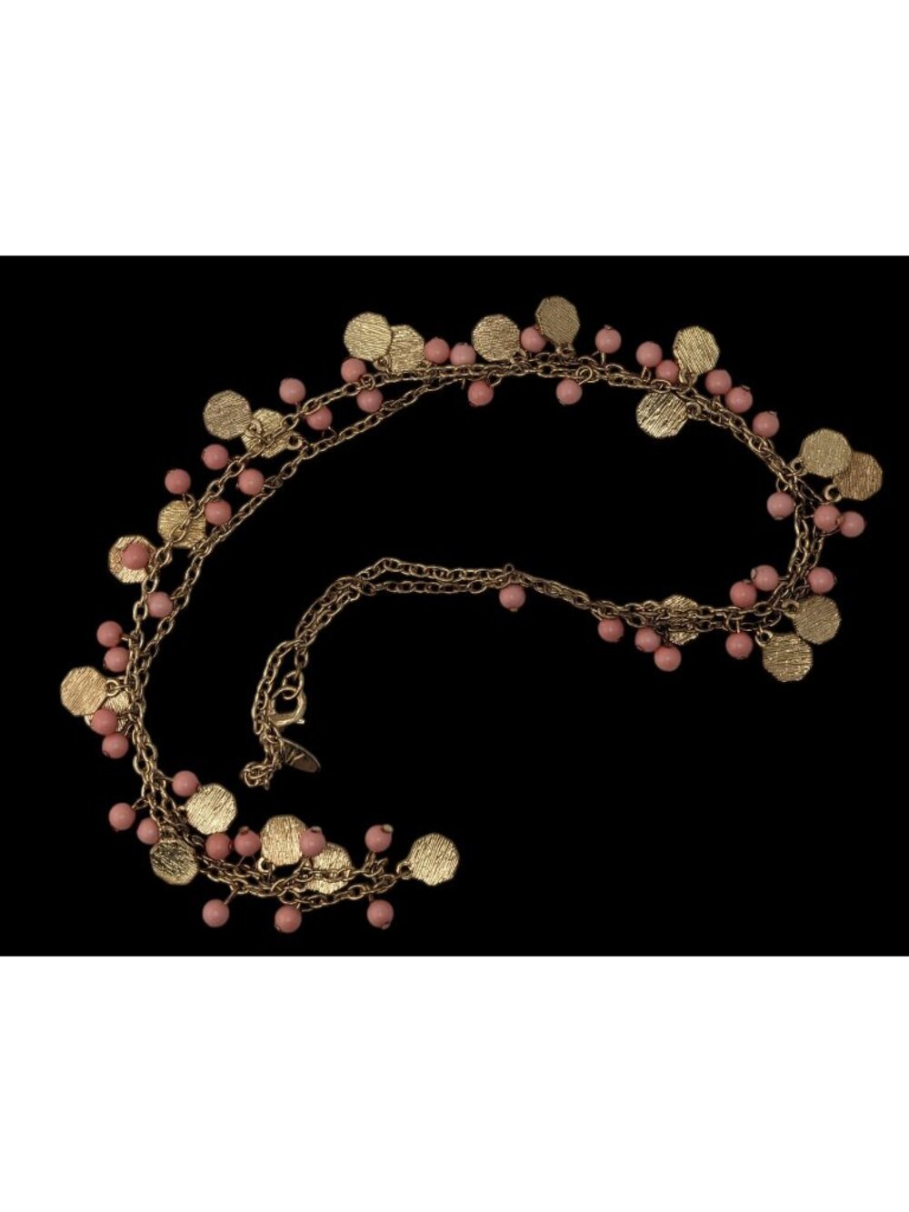NY Collection Y2K Beaded Station Necklace Charm Gold Pink Party Jewelry